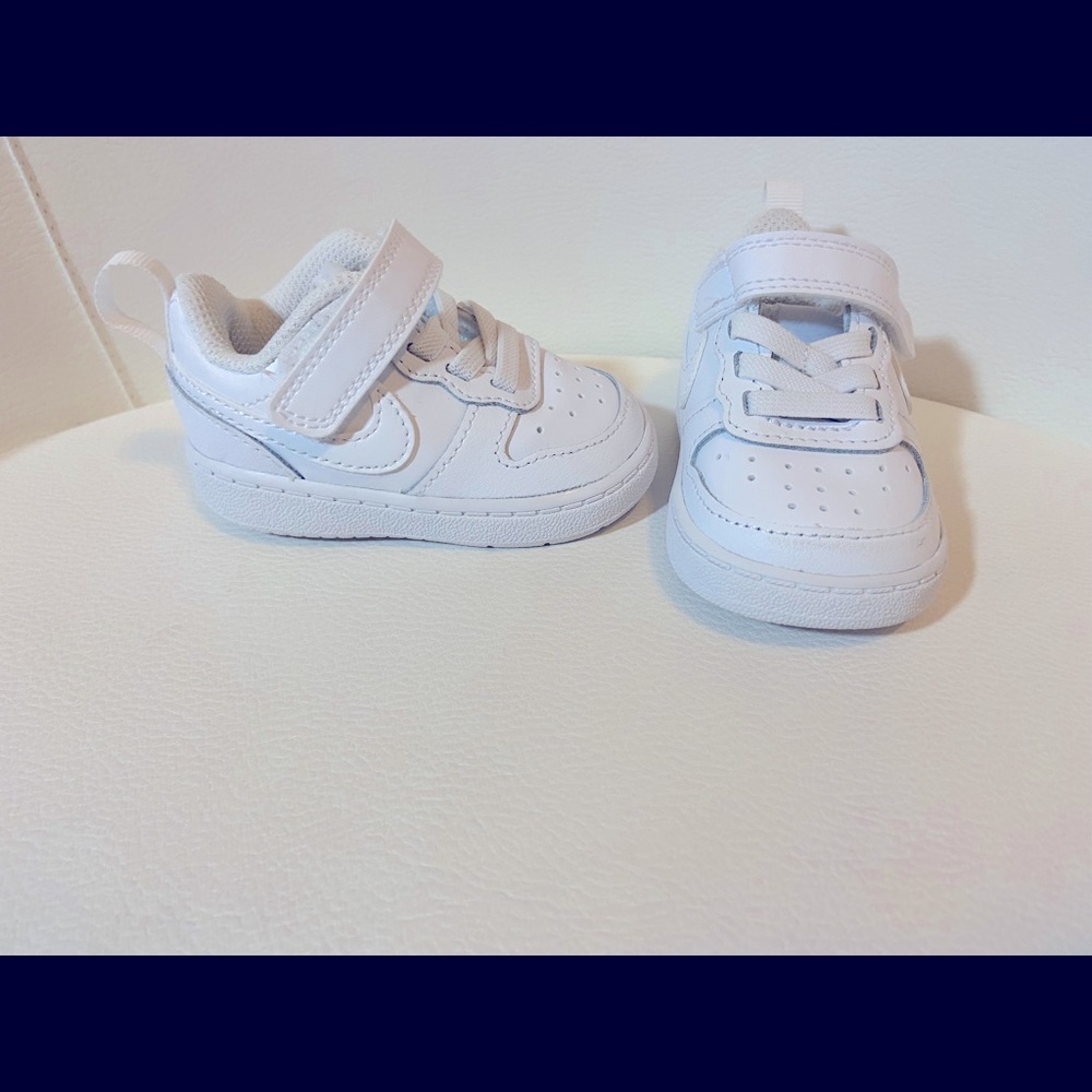 White toddler Nike shoes- Court Borough